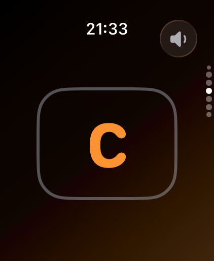 Kamerton Apple Watch app tone selection screen with various musical pitches